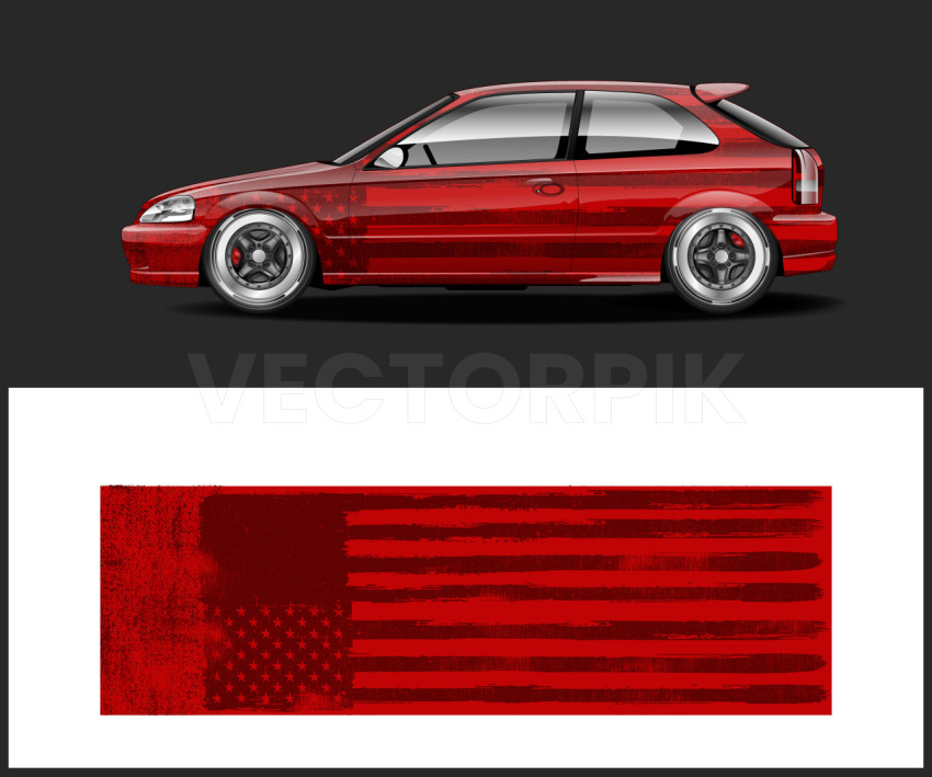 Vehicle side wrap Design USA flag car wrap Car Flags