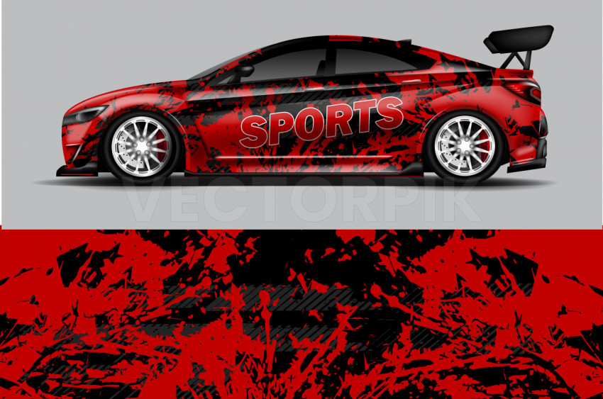 The sports car on black and red car wrap design, best car wrap design