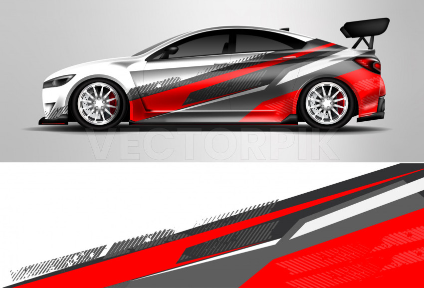 racing car on a white background, Sports car racing wrap design design